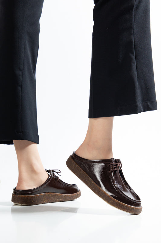 Bağcıklı Kahverengi Kadın Loafer Ayakkabı