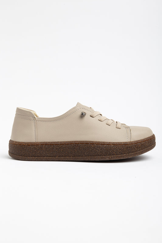 VENTO COMFORT TABAN BAĞCIKLI KADIN GÜNLÜK SNEAKER AYAKKABI - Bej