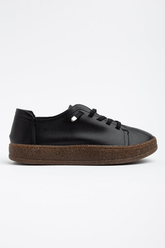 VENTO COMFORT TABAN BAĞCIKLI KADIN GÜNLÜK SNEAKER AYAKKABI - Siyah