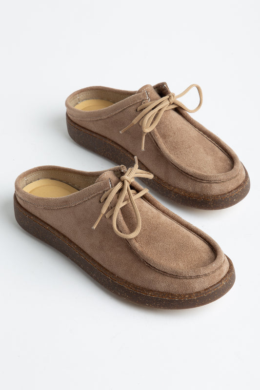 Bağcıklı Bej Kadın Loafer Ayakkabı