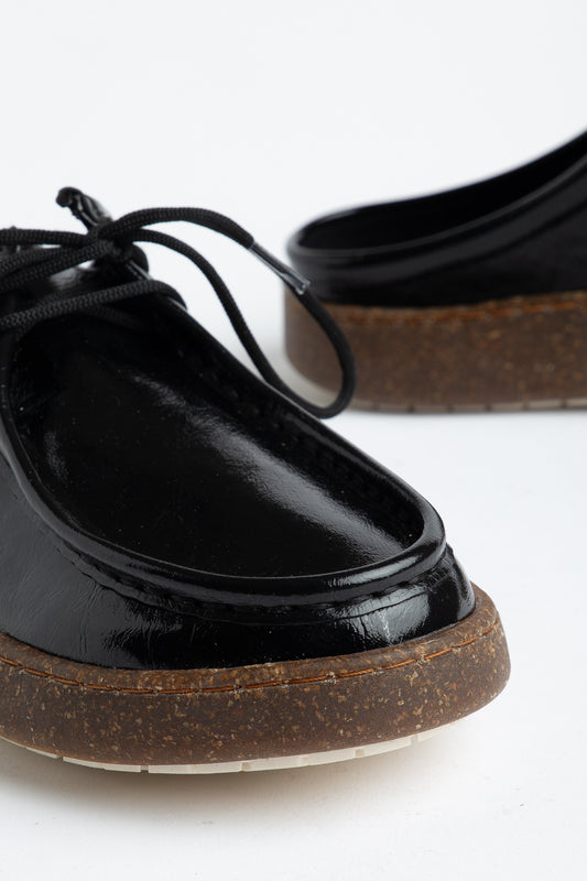 Bağcıklı Siyah Kadın Loafer Ayakkabı