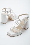 Çapraz Dolama Kadın Platform Beyaz Ayakkabı